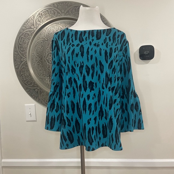 Tyler Boe Sweaters - Tyler Boe Blue and Black Cheetah Sweater - Size Large